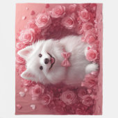 Amerikaanse Eskimo met Rozen - Valentijnsdag Fleece Deken (Voorkant)