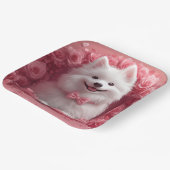 Amerikaanse Eskimo met Rozen - Valentijnsdag Papieren Bordje (Gebogen)