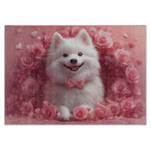 Amerikaanse Eskimo met Rozen - Valentijnsdag Snijplank (Voorkant)