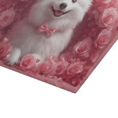 Amerikaanse Eskimo met Rozen - Valentijnsdag Snijplank (Hoek)