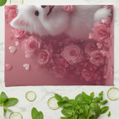 Amerikaanse Eskimo met Rozen - Valentijnsdag Theedoek (Gevouwen)