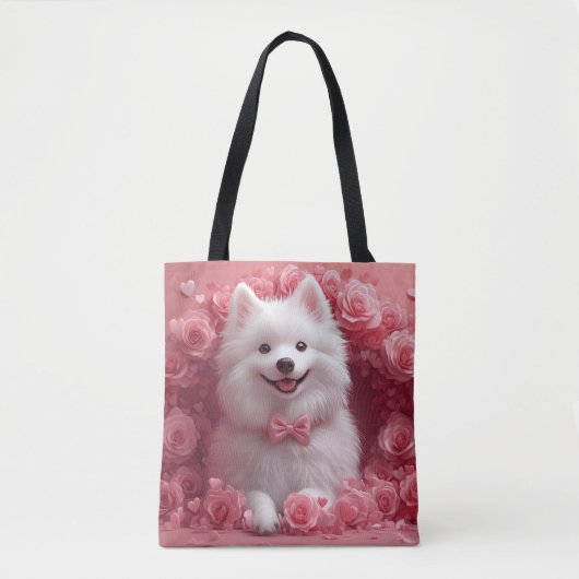 Amerikaanse Eskimo met Rozen - Valentijnsdag Tote Bag (Voorkant)