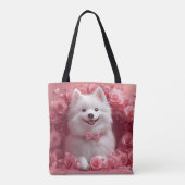 Amerikaanse Eskimo met Rozen - Valentijnsdag Tote Bag (Achterkant)