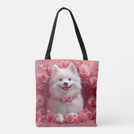 Amerikaanse Eskimo met Rozen - Valentijnsdag Tote Bag (Achterkant)