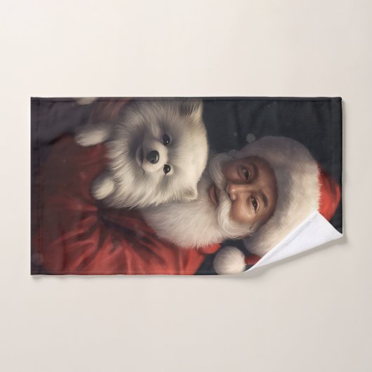 Amerikaanse Eskimo met Sinterklaas Feestelijke Ker Bad Handdoek (Handdoek)