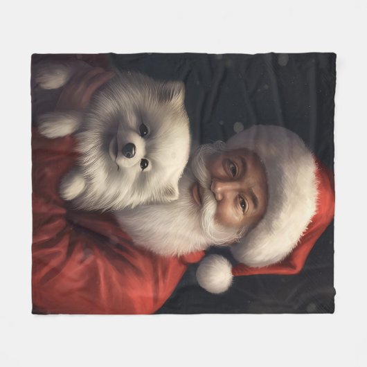 Amerikaanse Eskimo met Sinterklaas Feestelijke Ker Fleece Deken (Voorkant (Horizontaal))