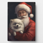 Amerikaanse Eskimo met Sinterklaas Feestelijke Ker Fotoplaat (voorkant)