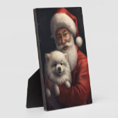 Amerikaanse Eskimo met Sinterklaas Feestelijke Ker Fotoplaat (Zijkant)