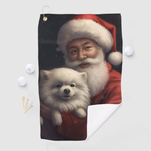 Amerikaanse Eskimo met Sinterklaas Feestelijke Ker Golfhanddoek (Insitu)