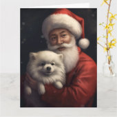 Amerikaanse Eskimo met Sinterklaas Feestelijke Ker Kaart (Gele Bloem)