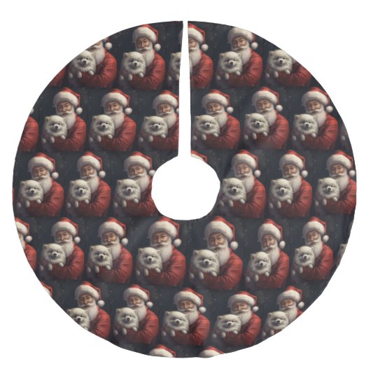 Amerikaanse Eskimo met Sinterklaas Feestelijke Ker Kerstboom Rok (Voorkant)