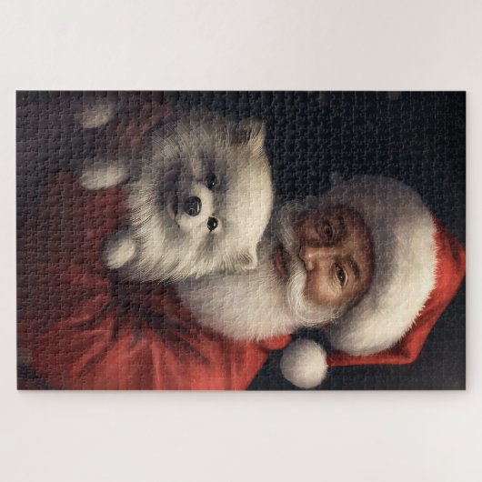 Amerikaanse Eskimo met Sinterklaas Feestelijke Ker Legpuzzel (Horizontaal)