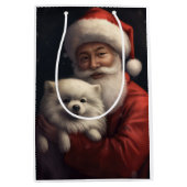 Amerikaanse Eskimo met Sinterklaas Feestelijke Ker Medium Cadeauzakje (Voorkant)