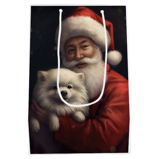 Amerikaanse Eskimo met Sinterklaas Feestelijke Ker Medium Cadeauzakje (Achterkant)