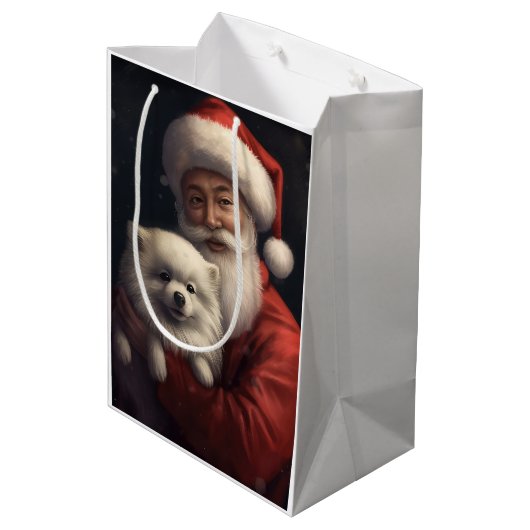 Amerikaanse Eskimo met Sinterklaas Feestelijke Ker Medium Cadeauzakje (Achterkant Gekanteld)