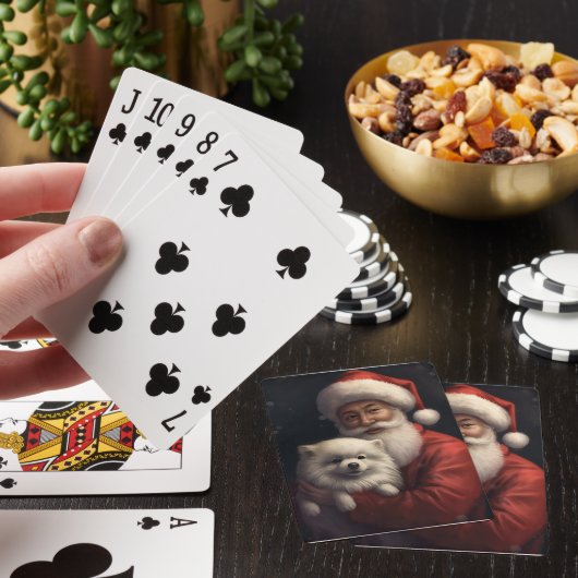 Amerikaanse Eskimo met Sinterklaas Feestelijke Ker Pokerkaarten (Insitu)