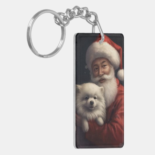 Amerikaanse Eskimo met Sinterklaas Feestelijke Ker Sleutelhanger (Voorkant Links)