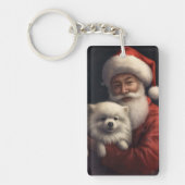 Amerikaanse Eskimo met Sinterklaas Feestelijke Ker Sleutelhanger (Voorkant)
