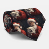 Amerikaanse Eskimo met Sinterklaas Feestelijke Ker Stropdas (Opgerold)