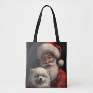 Amerikaanse Eskimo met Sinterklaas Feestelijke Ker Tote Bag