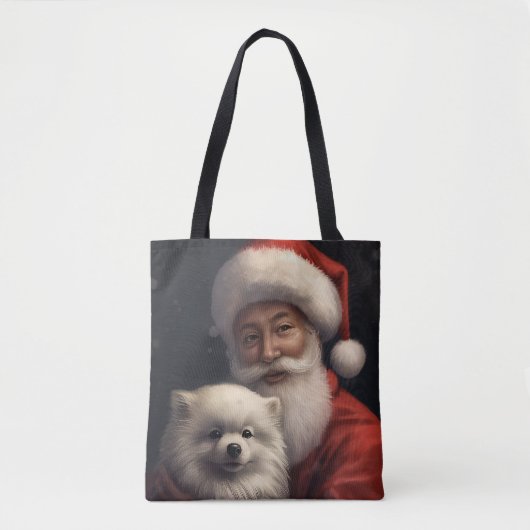 Amerikaanse Eskimo met Sinterklaas Feestelijke Ker Tote Bag (Voorkant)