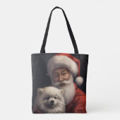 Amerikaanse Eskimo met Sinterklaas Feestelijke Ker Tote Bag (Achterkant)