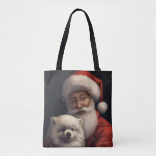 Amerikaanse Eskimo met Sinterklaas Feestelijke Ker Tote Bag