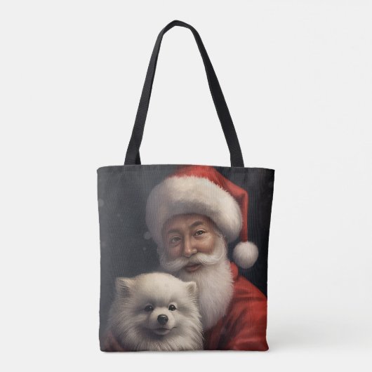 Amerikaanse Eskimo met Sinterklaas Feestelijke Ker Tote Bag (Achterkant)