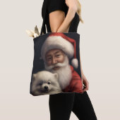 Amerikaanse Eskimo met Sinterklaas Feestelijke Ker Tote Bag (Dichtbij)