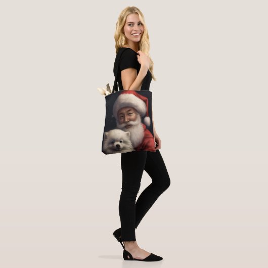 Amerikaanse Eskimo met Sinterklaas Feestelijke Ker Tote Bag (Op model)