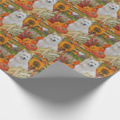 Amerikaanse Eskimo-oogst Thanksgiving-hond Cadeaupapier (Hoek)