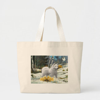 Amerikaanse Eskimo op sneeuwdagse Canvas tas