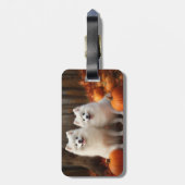 Amerikaanse Eskimo Puppy Herfst Delight Pompoen Bagagelabel (Achterkant verticaal)