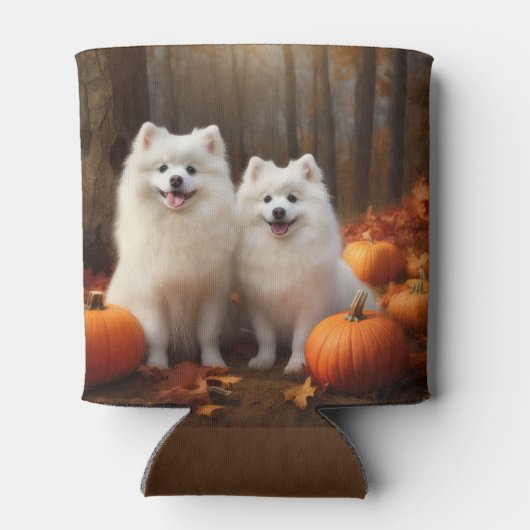 Amerikaanse Eskimo Puppy Herfst Delight Pompoen Blikjeskoeler (Achterkant)