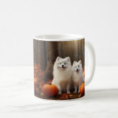 Amerikaanse Eskimo Puppy Herfst Delight Pompoen Koffiemok (Voorkant rechts)