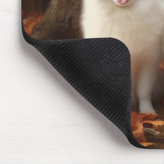 Amerikaanse Eskimo Puppy Herfst Delight Pompoen Muismat (Hoek)