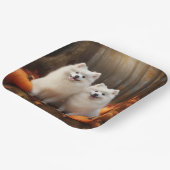 Amerikaanse Eskimo Puppy Herfst Delight Pompoen Papieren Bordje (Gebogen)