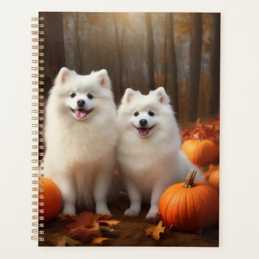 Amerikaanse Eskimo Puppy Herfst Delight Pompoen Planner (Voorkant)