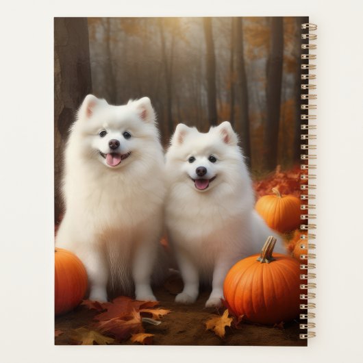 Amerikaanse Eskimo Puppy Herfst Delight Pompoen Planner (Achterkant)