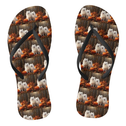 Amerikaanse Eskimo Puppy Herfst Delight Pompoen Teenslippers (Voetbed)