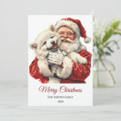 Amerikaanse Eskimo Santa Claus Kerstmis Feestdagenkaart (Staand voorkant)