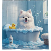 Amerikaanse Eskimo Sloppy Sleepy Schattige Funny Douchegordijn (Voorkant)