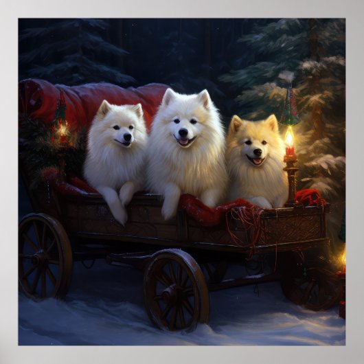 Amerikaanse Eskimo Sneeuw Slede Kerst Decoratie (Voorkant)