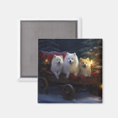 Amerikaanse Eskimo Sneeuw Slede Kerst Decoratie Magneet (Voorkant / Achterkant)