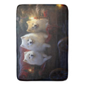 Amerikaanse Eskimo Snowy Sleigh Kerst Decor Badmat (Voorkant Verticaal)