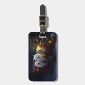 Amerikaanse Eskimo Snowy Sleigh Kerst Decor Bagagelabel (Voorkant verticaal)