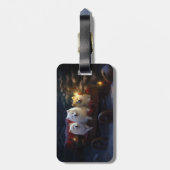 Amerikaanse Eskimo Snowy Sleigh Kerst Decor Bagagelabel (Achterkant verticaal)