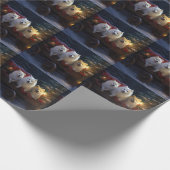 Amerikaanse Eskimo Snowy Sleigh Kerst Decor Cadeaupapier (Hoek)