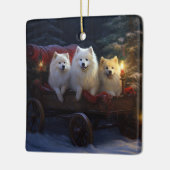 Amerikaanse Eskimo Snowy Sleigh Kerst Decor Keramisch Ornament (Links)