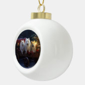 Amerikaanse Eskimo Snowy Sleigh Kerst Decor Keramische Bal Ornament (Rechts)